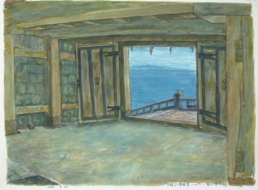 「久能山東照宮一の門と駿河湾」